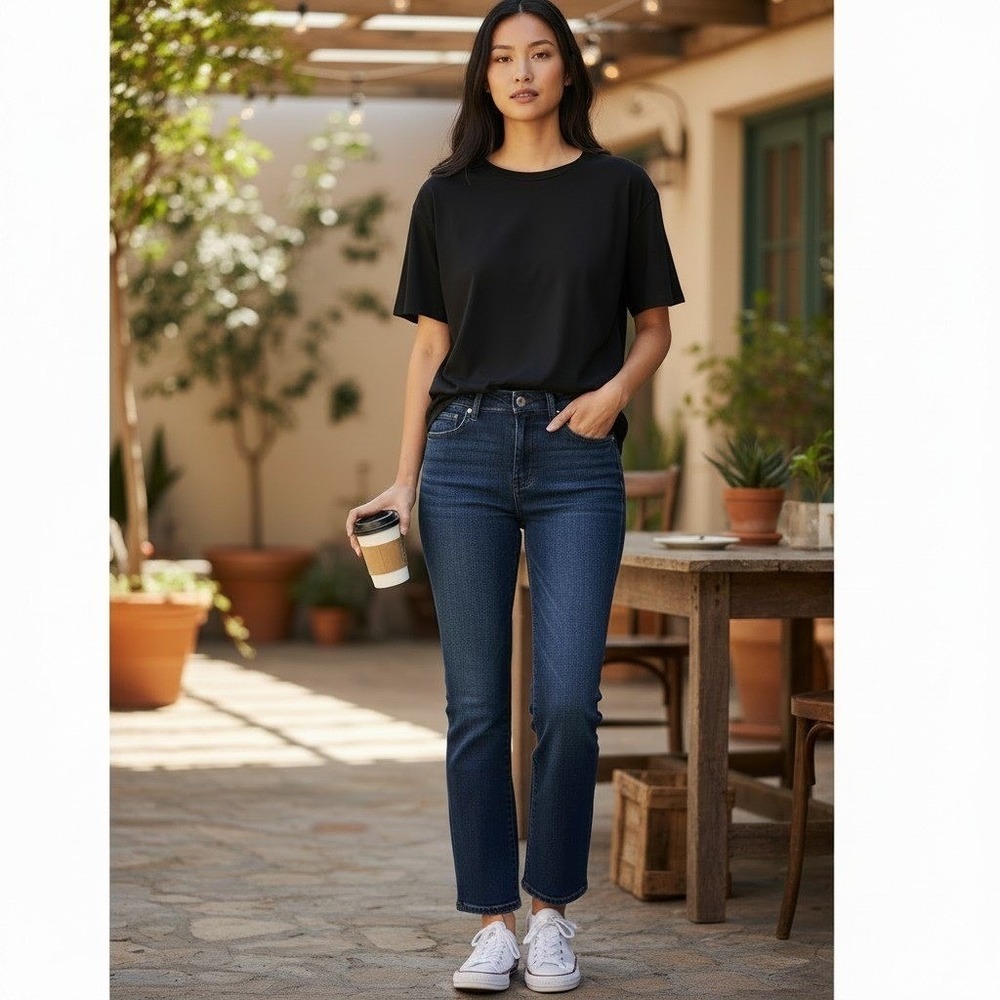 DL1961 Jeans Womens 26 Blue Mara Instasculpt Straight Ankle Raw Hem Snap Leg